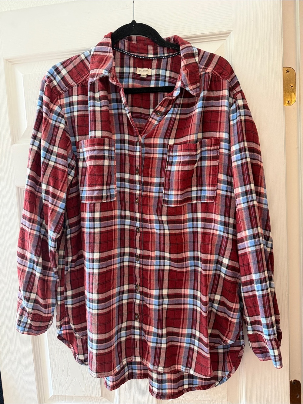 Pilcro Women's Red Plaid Flannel Button-Up Shirt - Cozy Casual Top